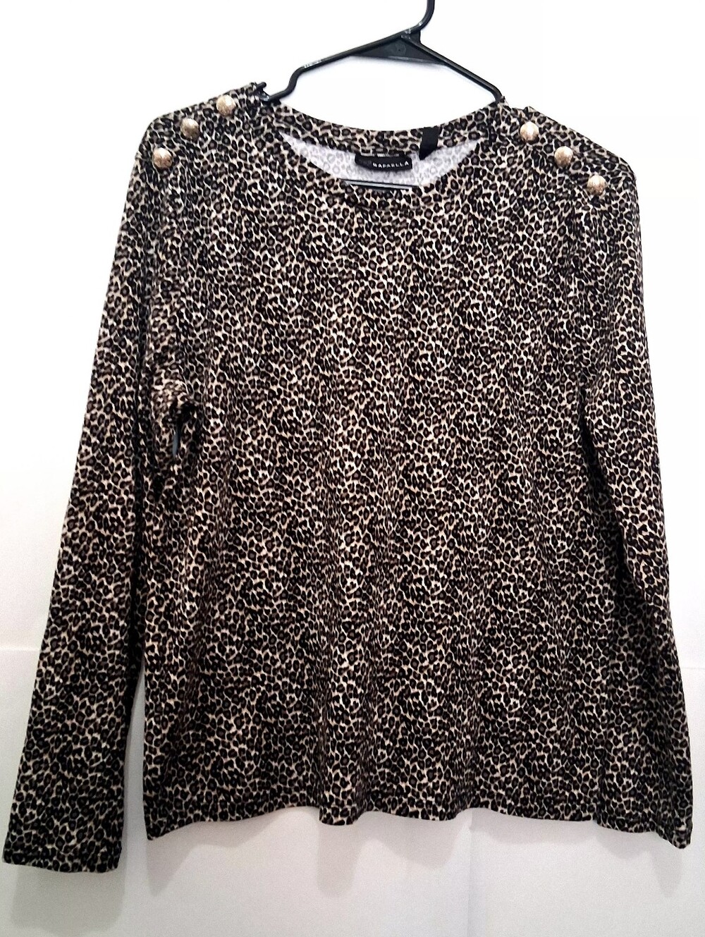 Rafaella Leopard Print Long Sleeve With Golden Buttons Size XL